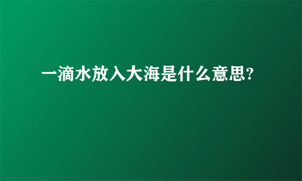 一滴水放入大海是什么意思?