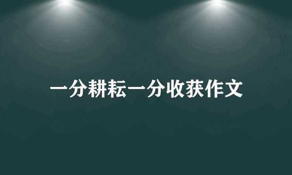 一分耕耘一分收获作文