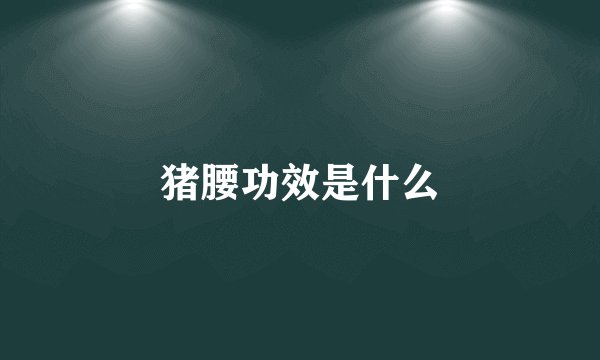 猪腰功效是什么