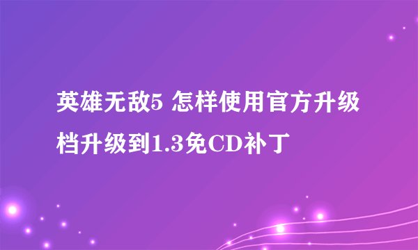 英雄无敌5 怎样使用官方升级档升级到1.3免CD补丁