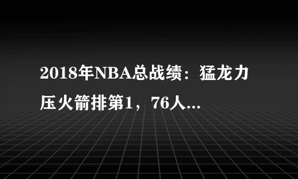 2018年NBA总战绩：猛龙力压火箭排第1，76人第3，勇士夺冠仅第5！