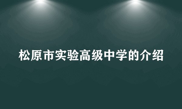松原市实验高级中学的介绍