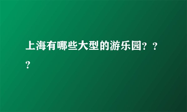 上海有哪些大型的游乐园???