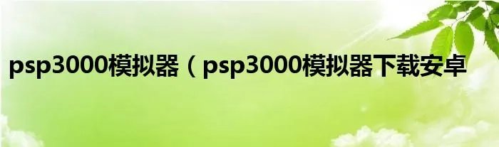 psp3000模拟器(psp3000模拟器下载安卓