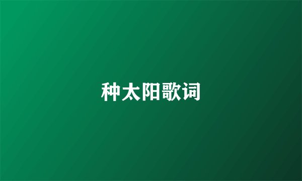 种太阳歌词