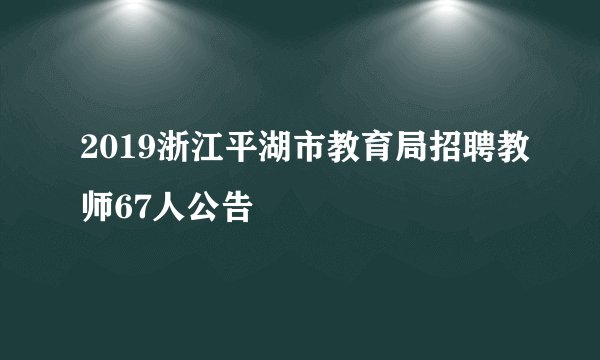 2019浙江平湖市教育局招聘教师67人公告