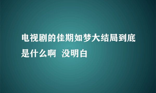 电视剧的佳期如梦大结局到底是什么啊  没明白