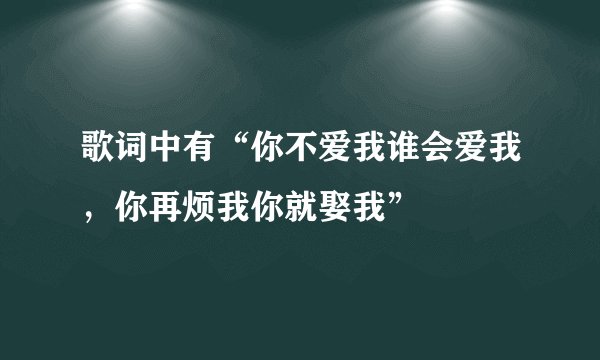 歌词中有“你不爱我谁会爱我,你再烦我你就娶我”