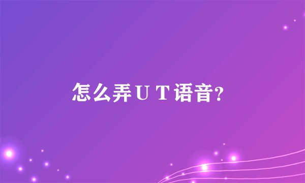 怎么弄ＵＴ语音？