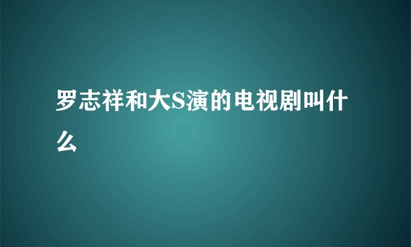 罗志祥和大S演的电视剧叫什么