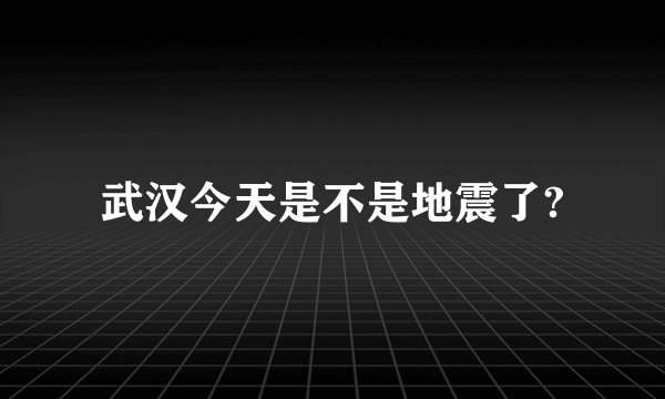 武汉今天是不是地震了?