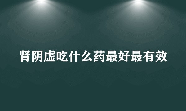 肾阴虚吃什么药最好最有效