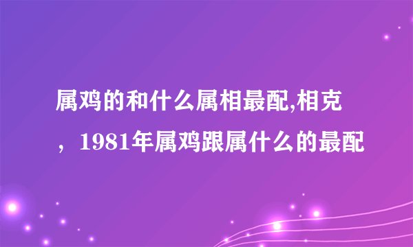 属鸡的和什么属相最配,相克，1981年属鸡跟属什么的最配