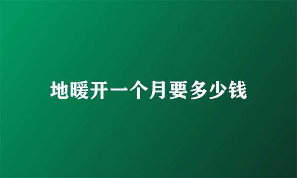 地暖开一个月要多少钱