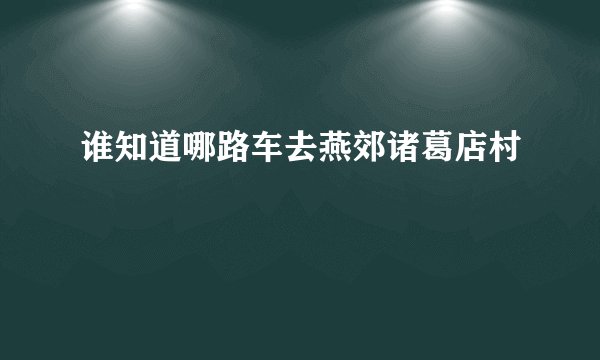 谁知道哪路车去燕郊诸葛店村