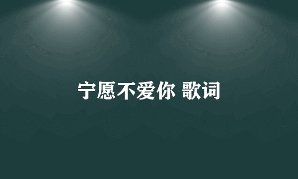 宁愿不爱你 歌词