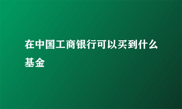 在中国工商银行可以买到什么基金