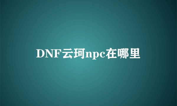 DNF云珂npc在哪里