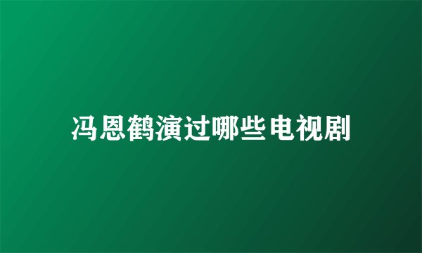 冯恩鹤演过哪些电视剧