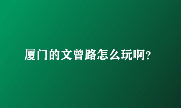厦门的文曾路怎么玩啊？