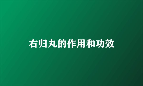 右归丸的作用和功效