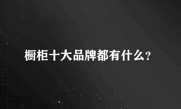 橱柜十大品牌都有什么？