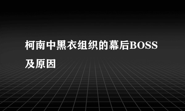 柯南中黑衣组织的幕后BOSS及原因