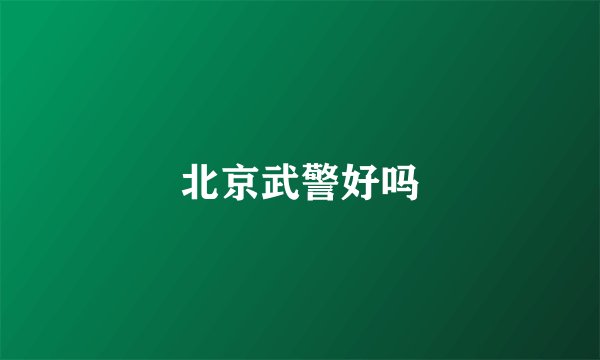北京武警好吗