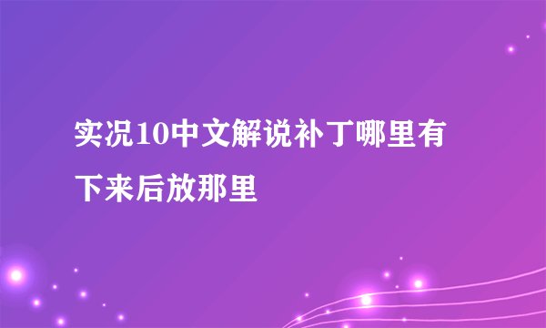 实况10中文解说补丁哪里有 下来后放那里