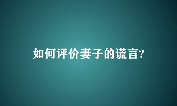 如何评价妻子的谎言?
