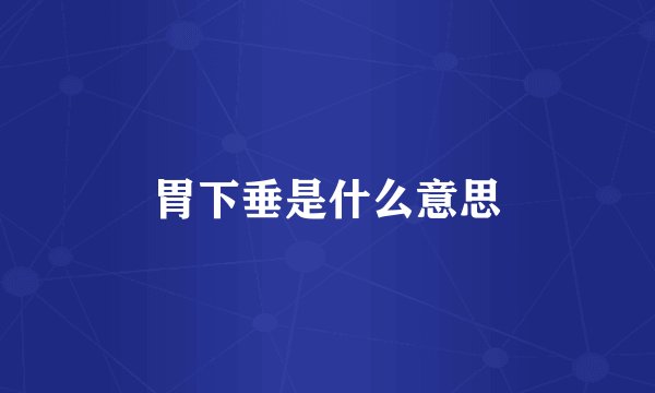 胃下垂是什么意思