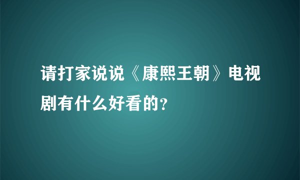 请打家说说《康熙王朝》电视剧有什么好看的?