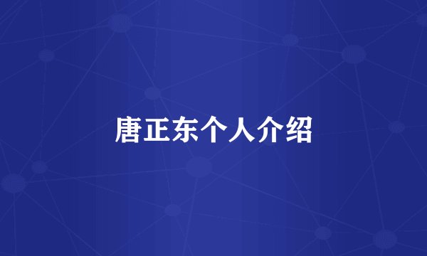 唐正东个人介绍