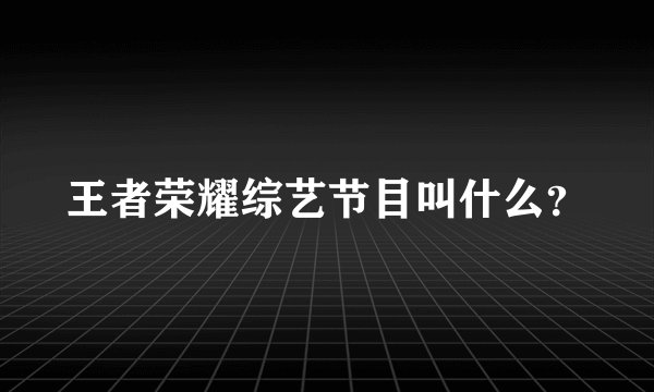 王者荣耀综艺节目叫什么？