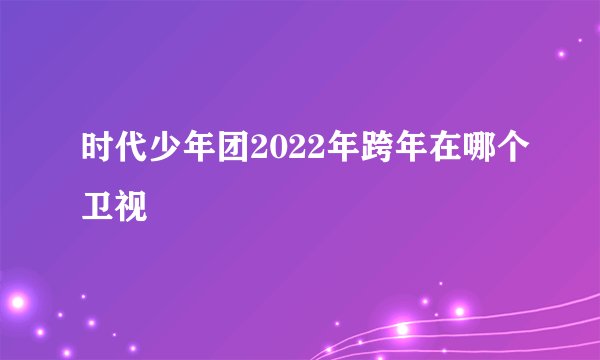 时代少年团2022年跨年在哪个卫视