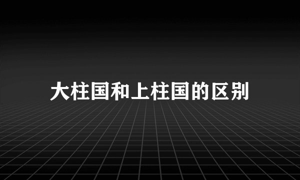 大柱国和上柱国的区别