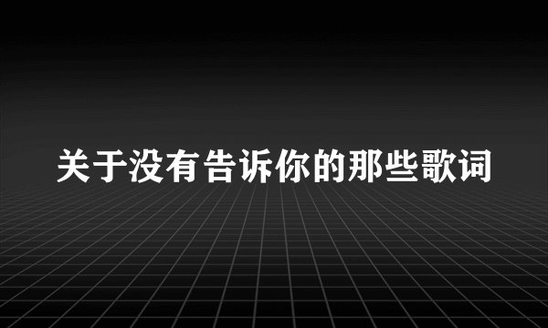 关于没有告诉你的那些歌词