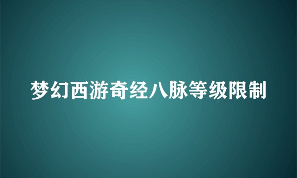 梦幻西游奇经八脉等级限制