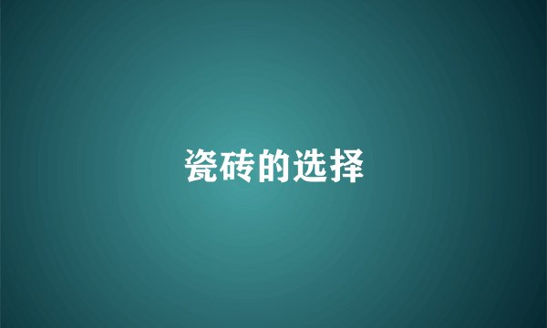 瓷砖的选择