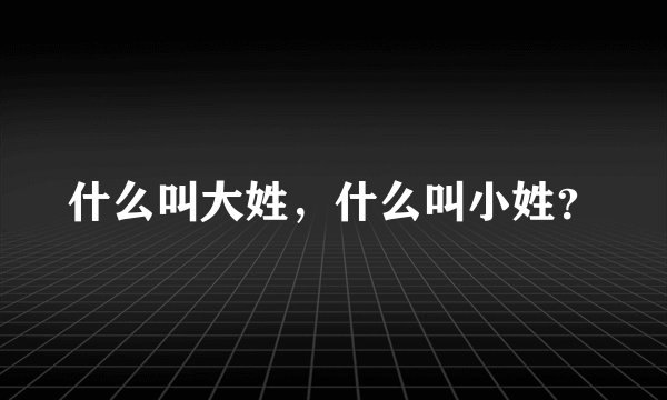 什么叫大姓，什么叫小姓？