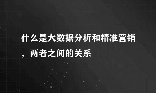 什么是大数据分析和精准营销，两者之间的关系