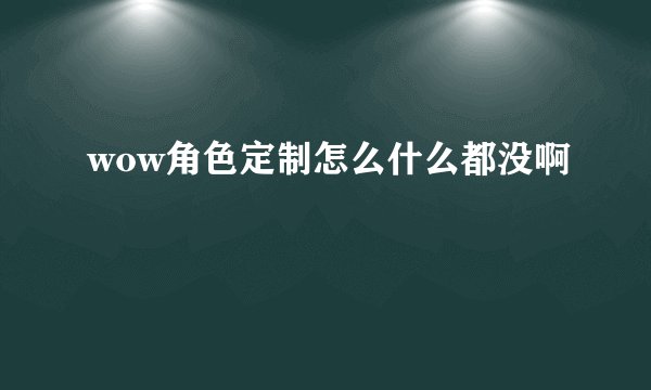 wow角色定制怎么什么都没啊