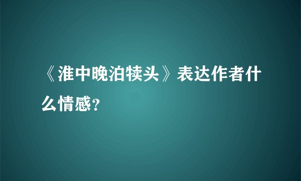 《淮中晚泊犊头》表达作者什么情感？