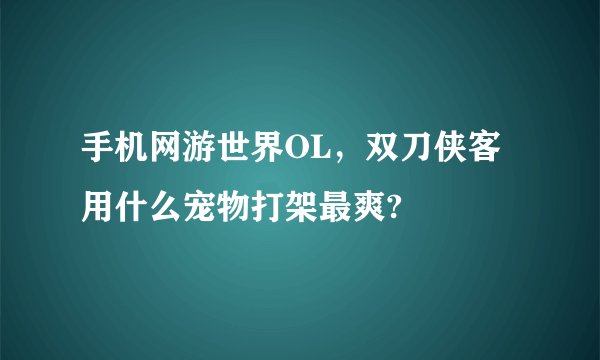 手机网游世界OL，双刀侠客用什么宠物打架最爽?