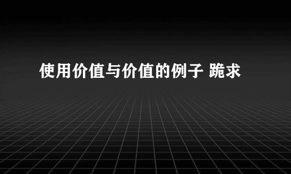 使用价值与价值的例子 跪求