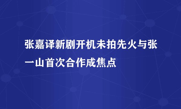 张嘉译新剧开机未拍先火与张一山首次合作成焦点