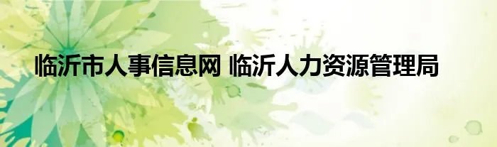 临沂市人事信息网 临沂人力资源管理局