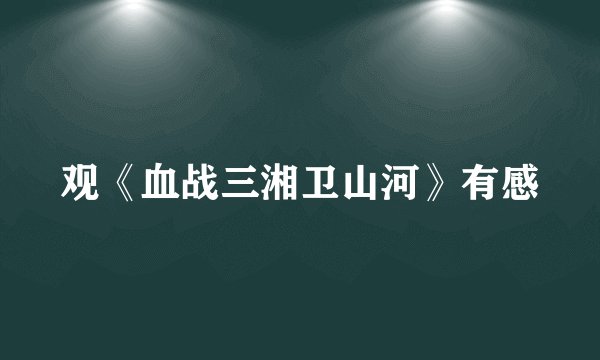 观《血战三湘卫山河》有感