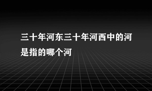 三十年河东三十年河西中的河是指的哪个河