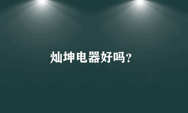 灿坤电器好吗？
